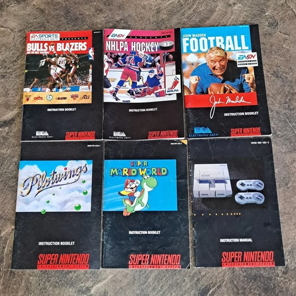 Vintage Super Nintendo NES Instruction Manual Booklets Super Mario Pilotwings x